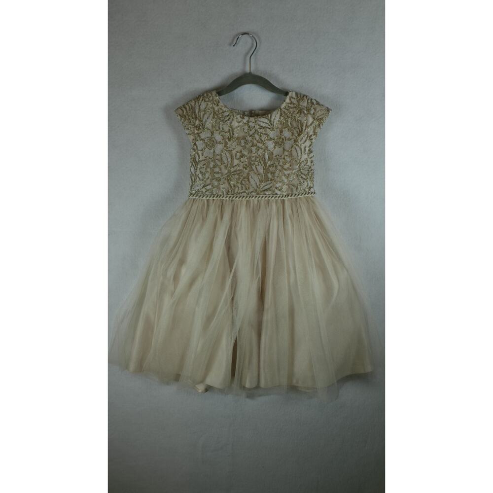 Sweet Kids Girls Gold Embroidered Dress Size 6 USA Formal Holidays